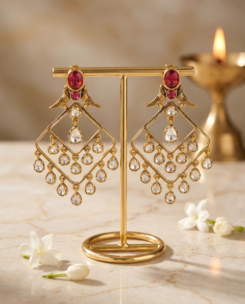 Antique Diamond Chandelier Drop Earrings
