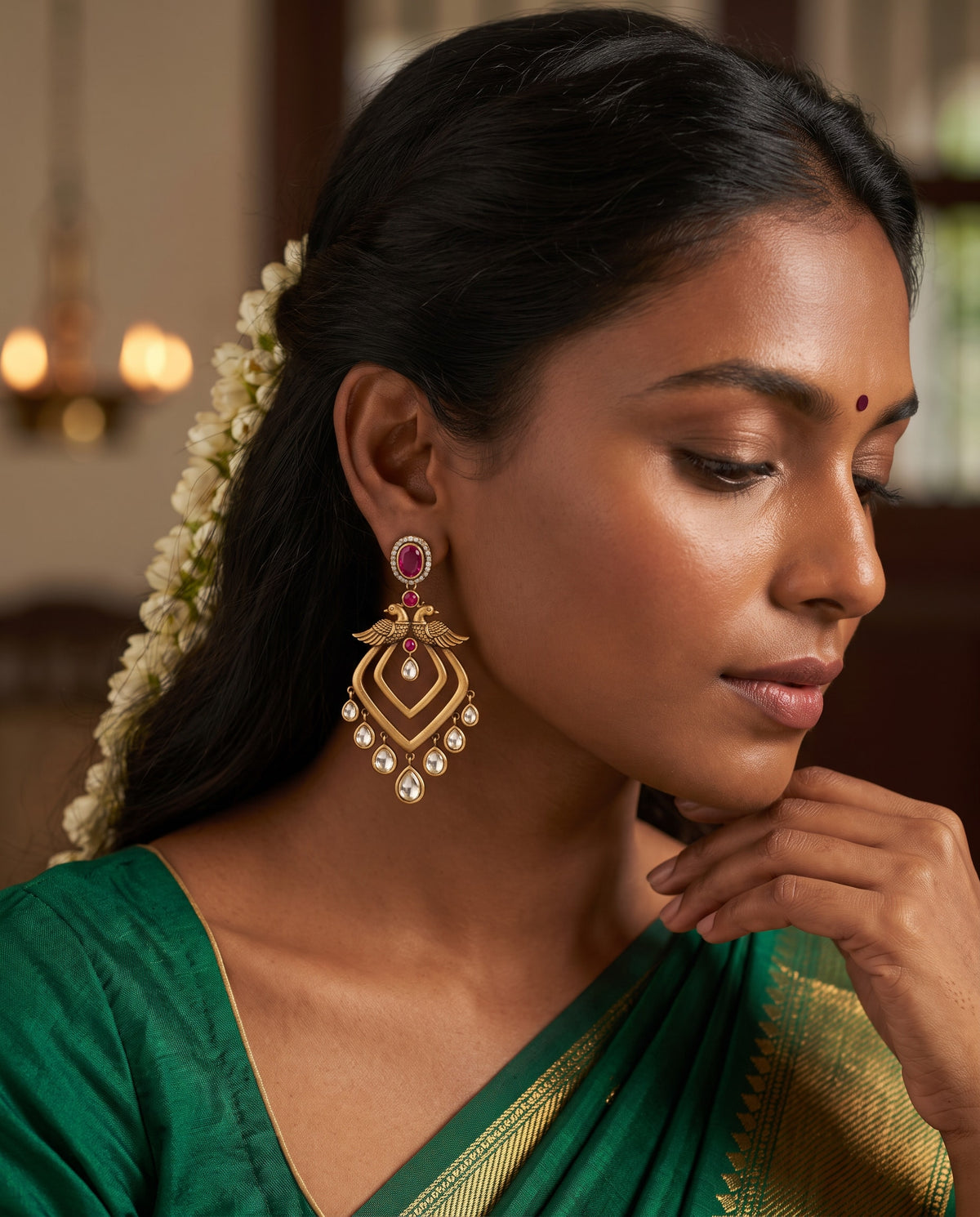 Antique Diamond Chandelier Drop Earrings
