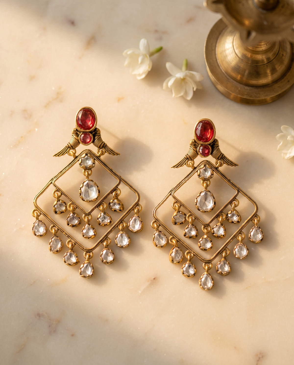 Antique Diamond Chandelier Drop Earrings