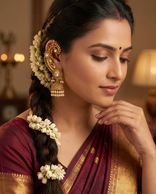 Antique Gold Ear Cuff Jhumkas