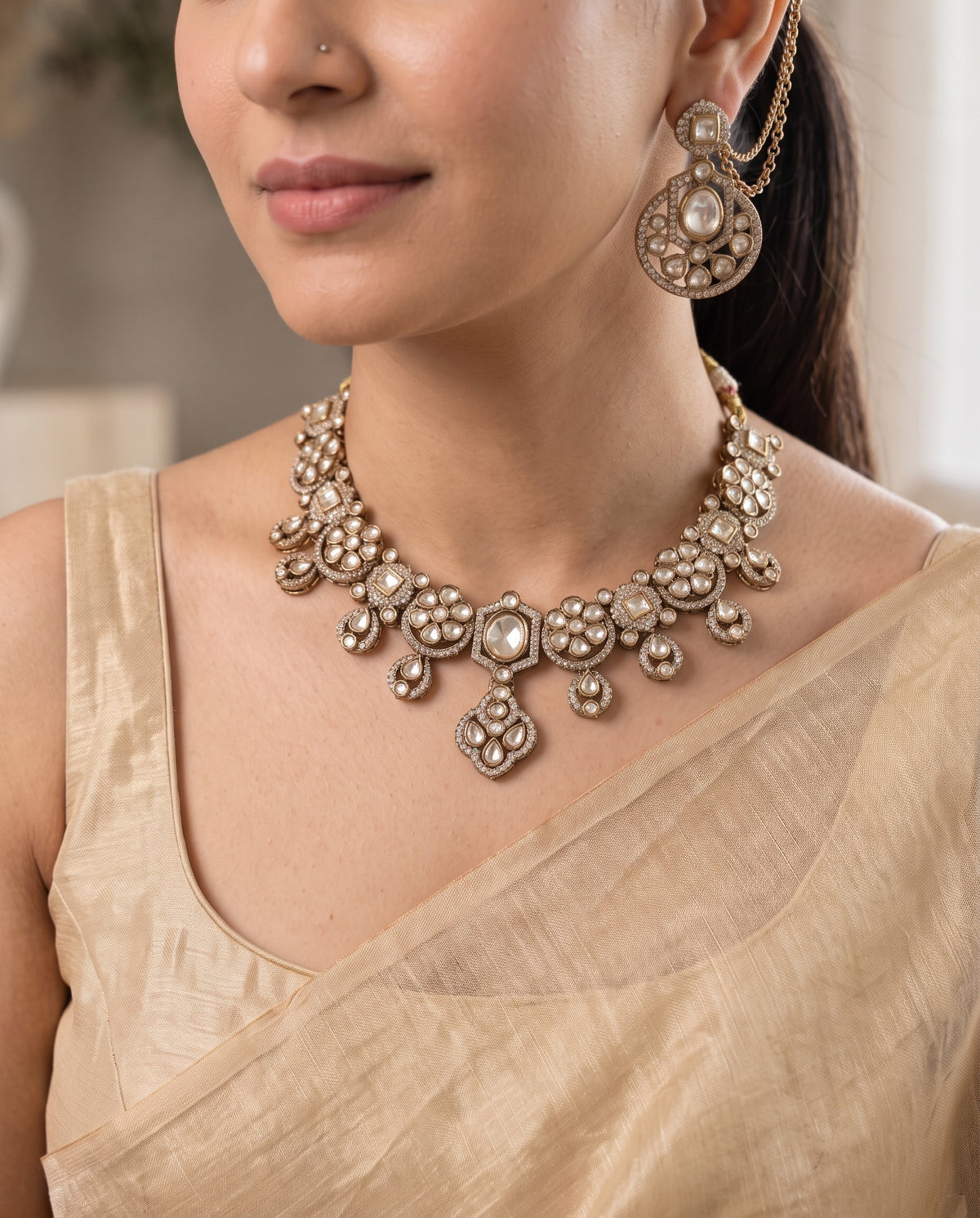 Antique Polki Kundan Necklace Set