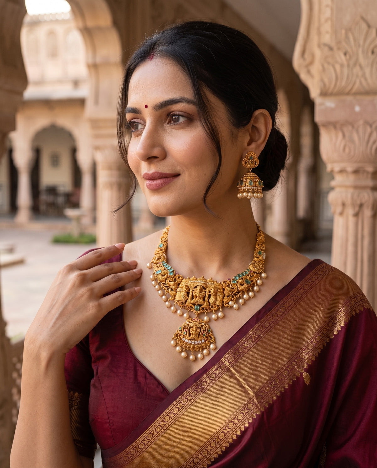 Antique Temple Lakshmi Haram Set