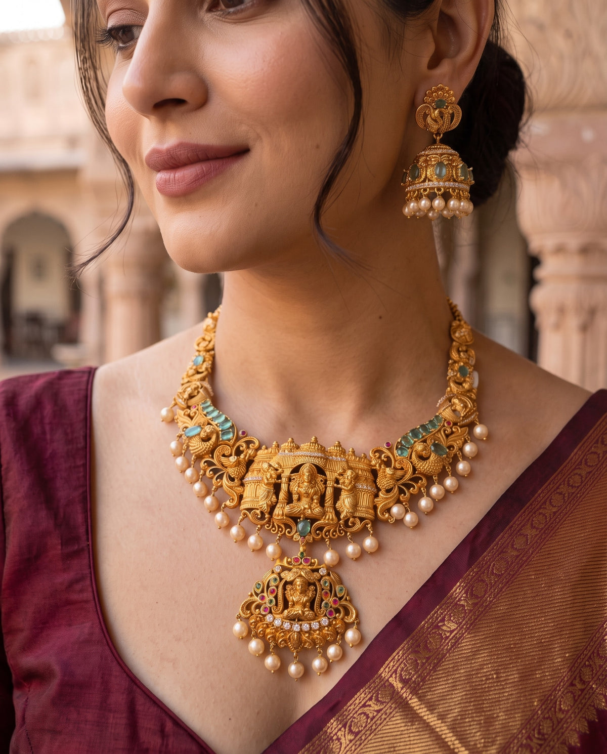 Antique Temple Lakshmi Haram Set