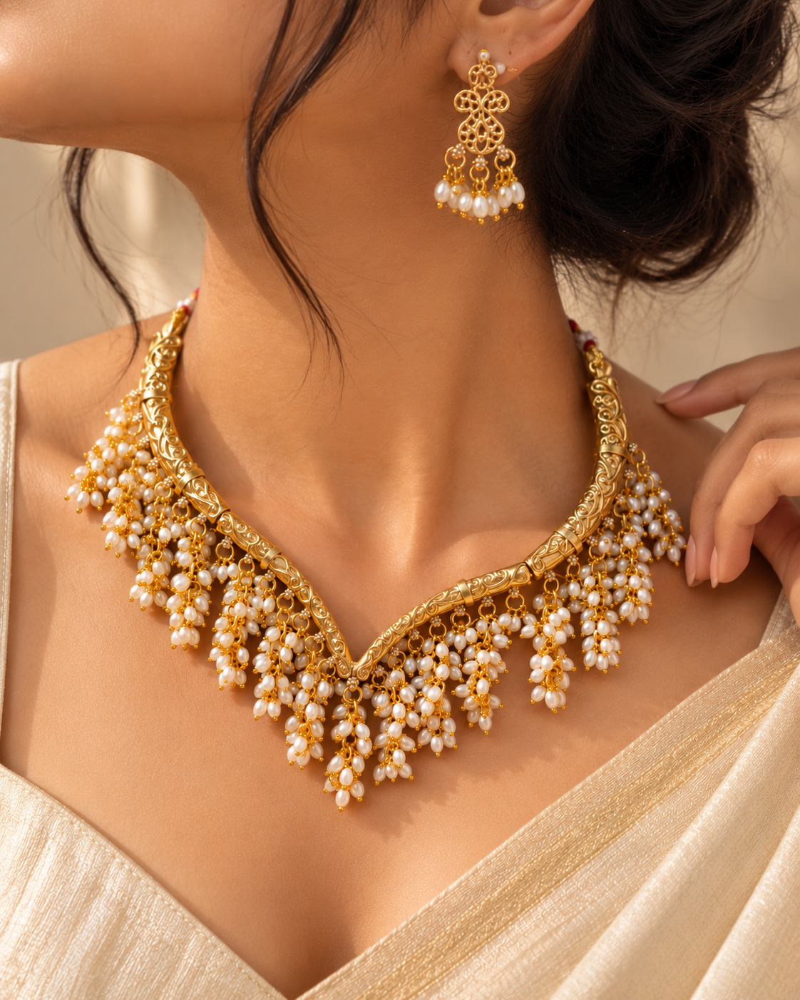 Golden Pearl Bridal Jewelry