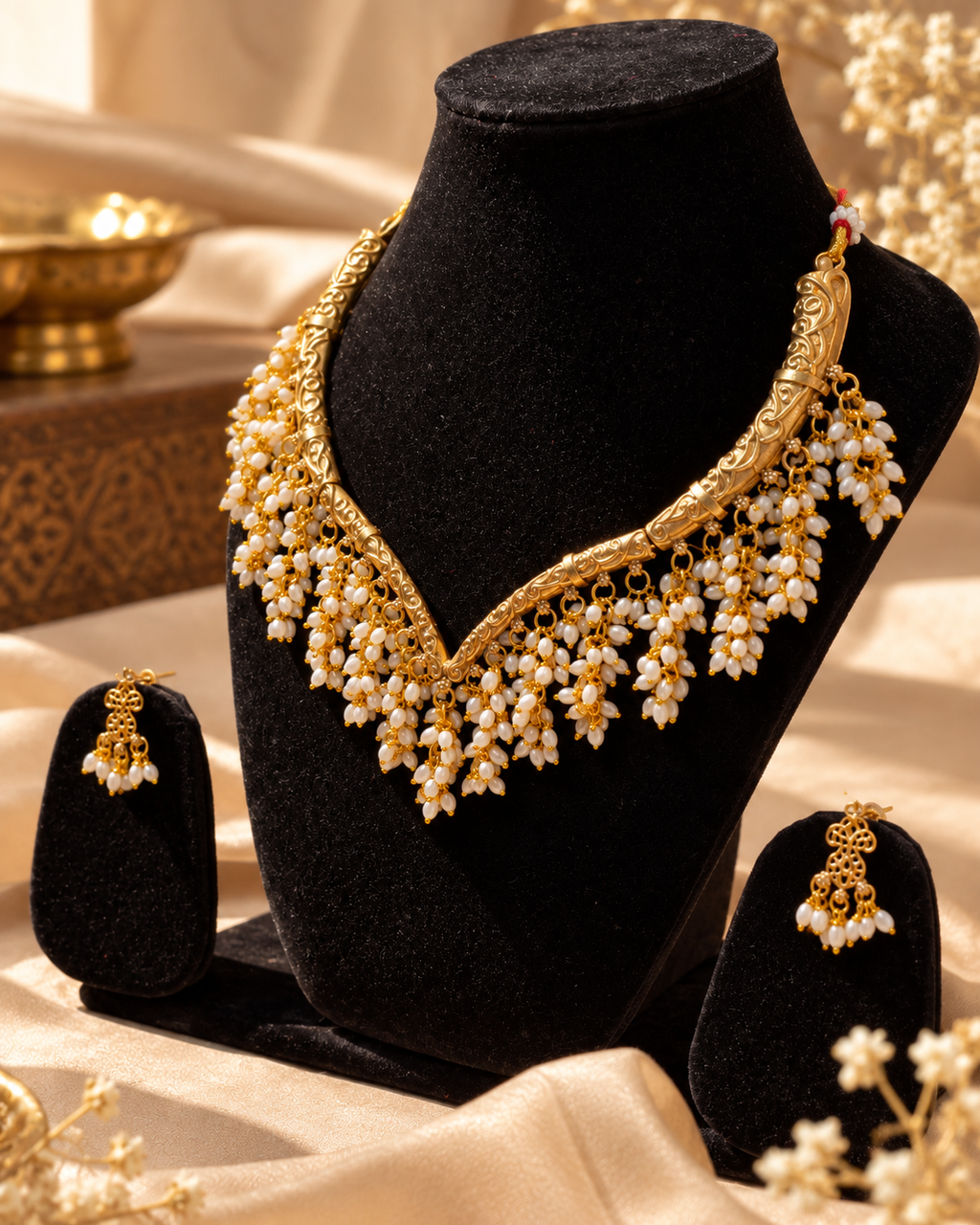 Golden Pearl Bridal Jewelry