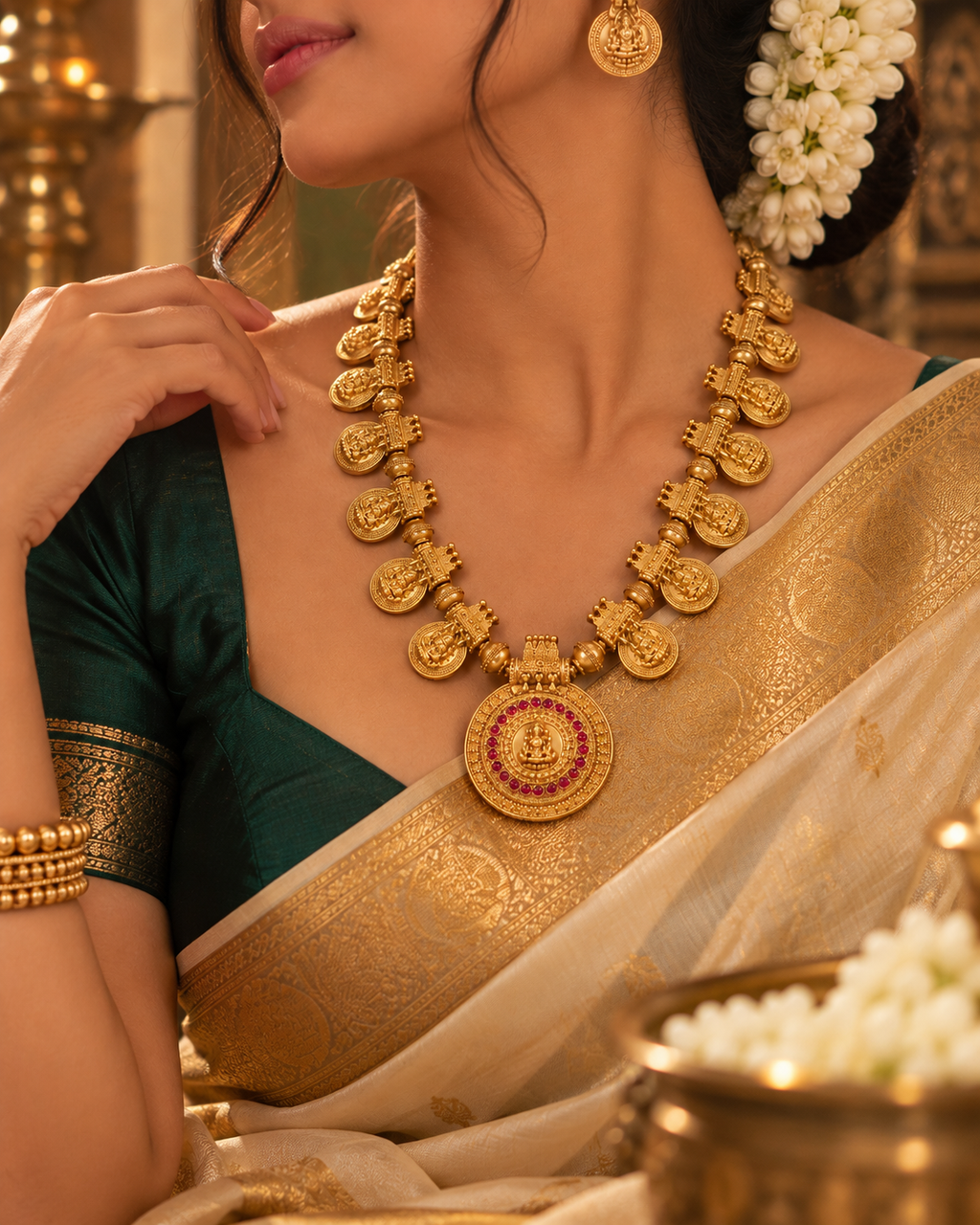 Traditional Gold Temple Jewellery Set