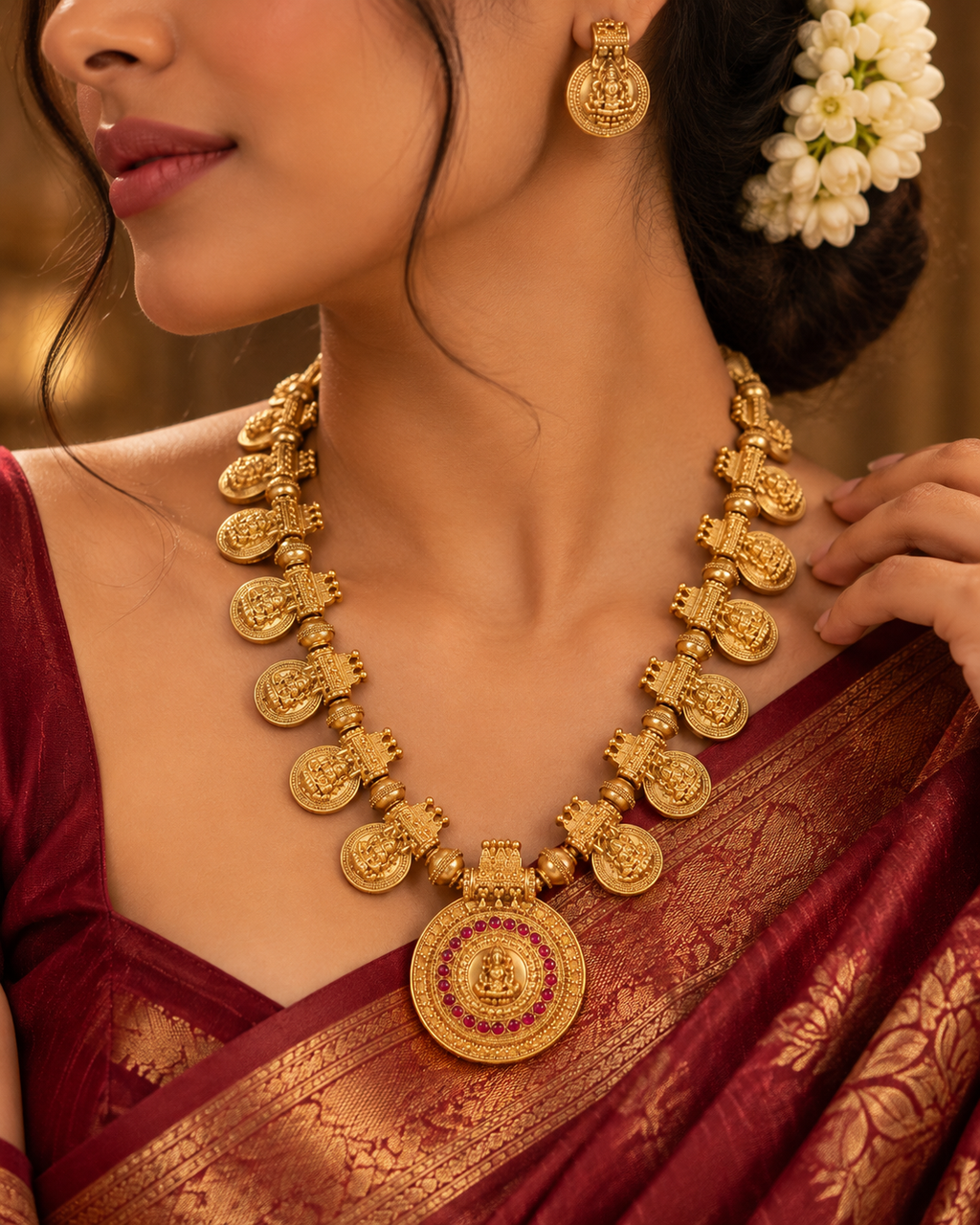 Traditional Gold Temple Jewellery Set