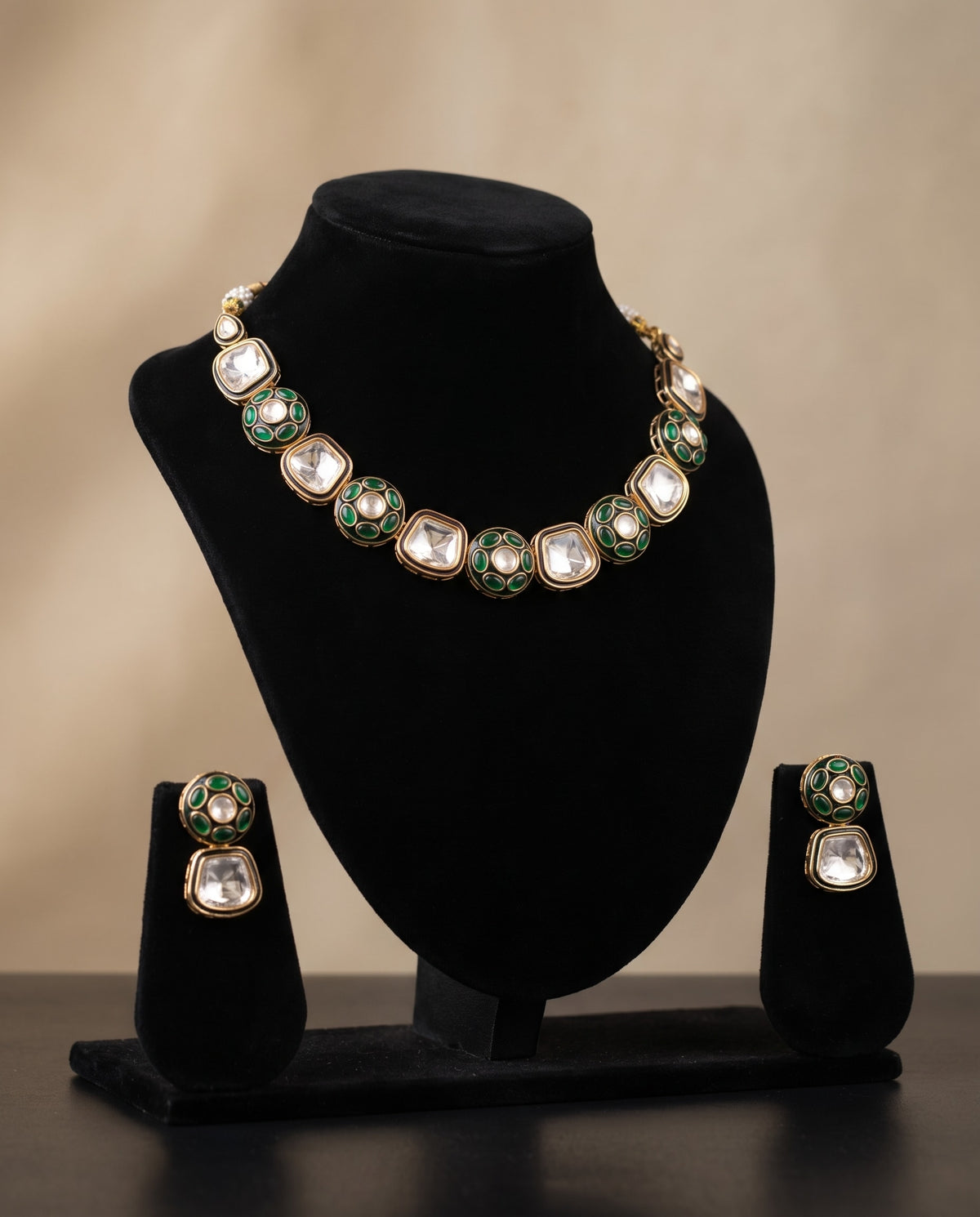 Green Enamel Kundan Choker Set
