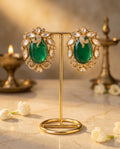 Green Oval Kundan Stud Earrings