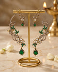 Green Stone Floral Ear Cuffs