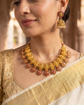 Lakshmi Motif Ruby Collar Set