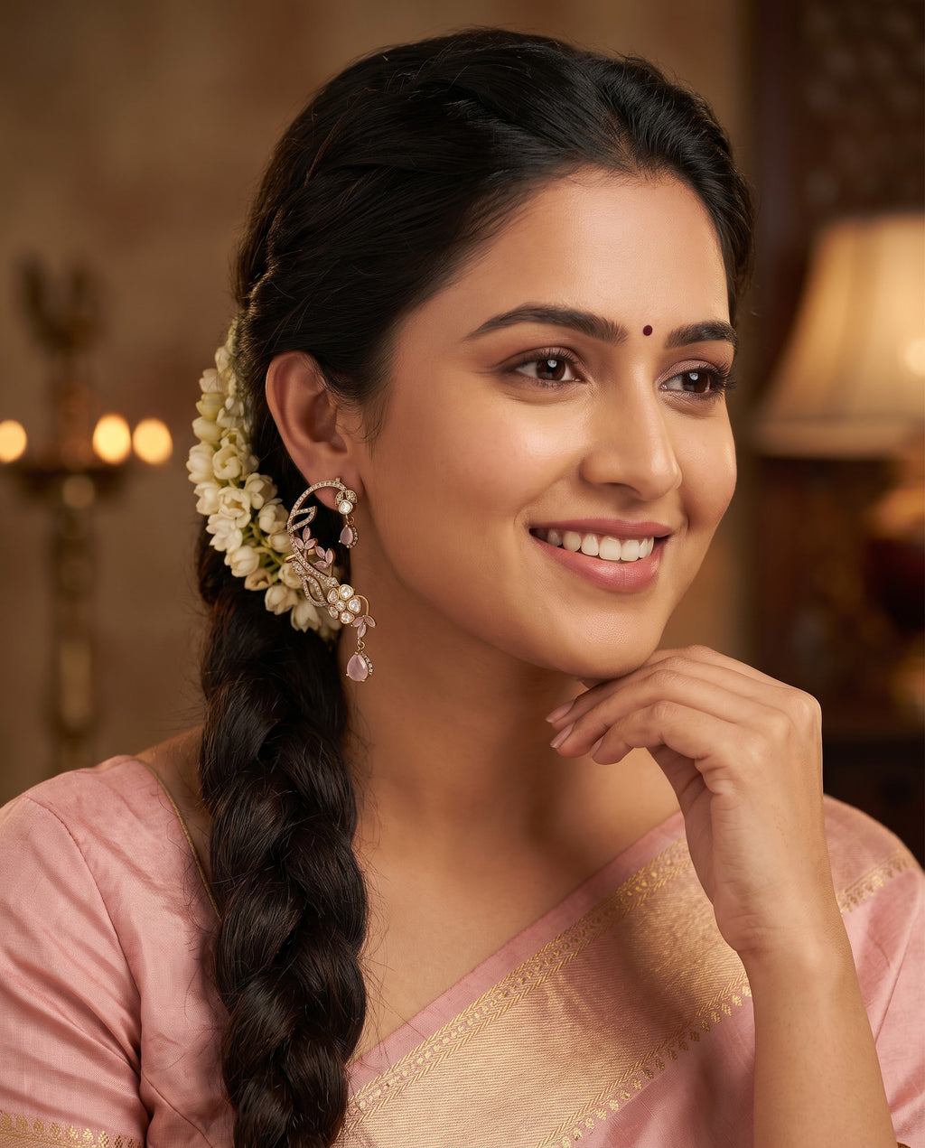 Light Pink Floral Ear Cuffs