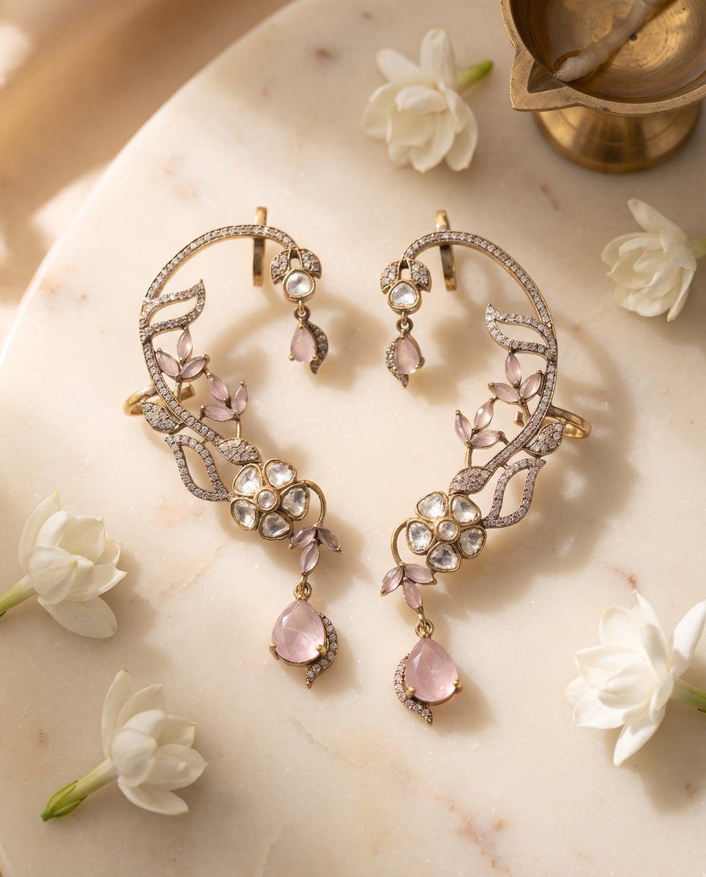 Light Pink Floral Ear Cuffs