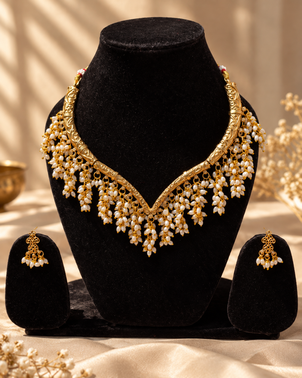 Golden Pearl Bridal Jewelry