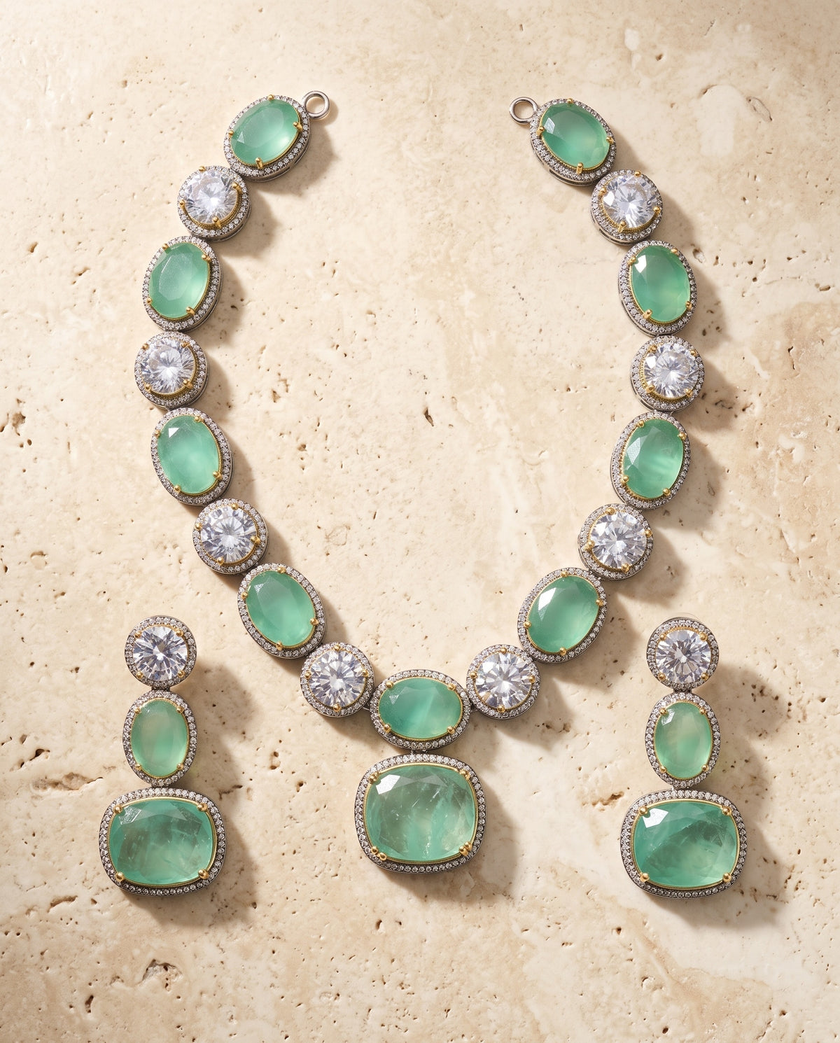 Mint Green Oval Stone Necklace