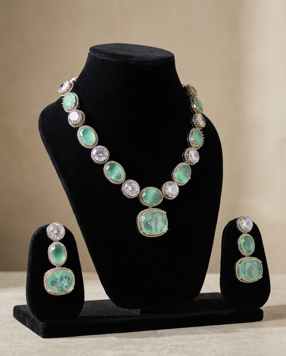 Mint Green Oval Stone Necklace