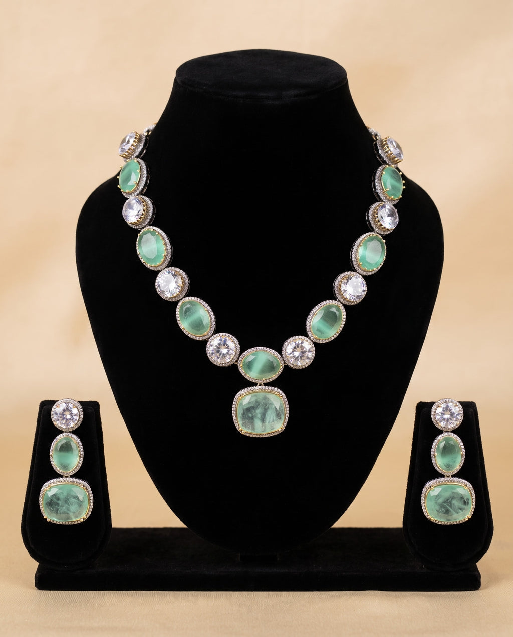 Mint Green Oval Stone Necklace
