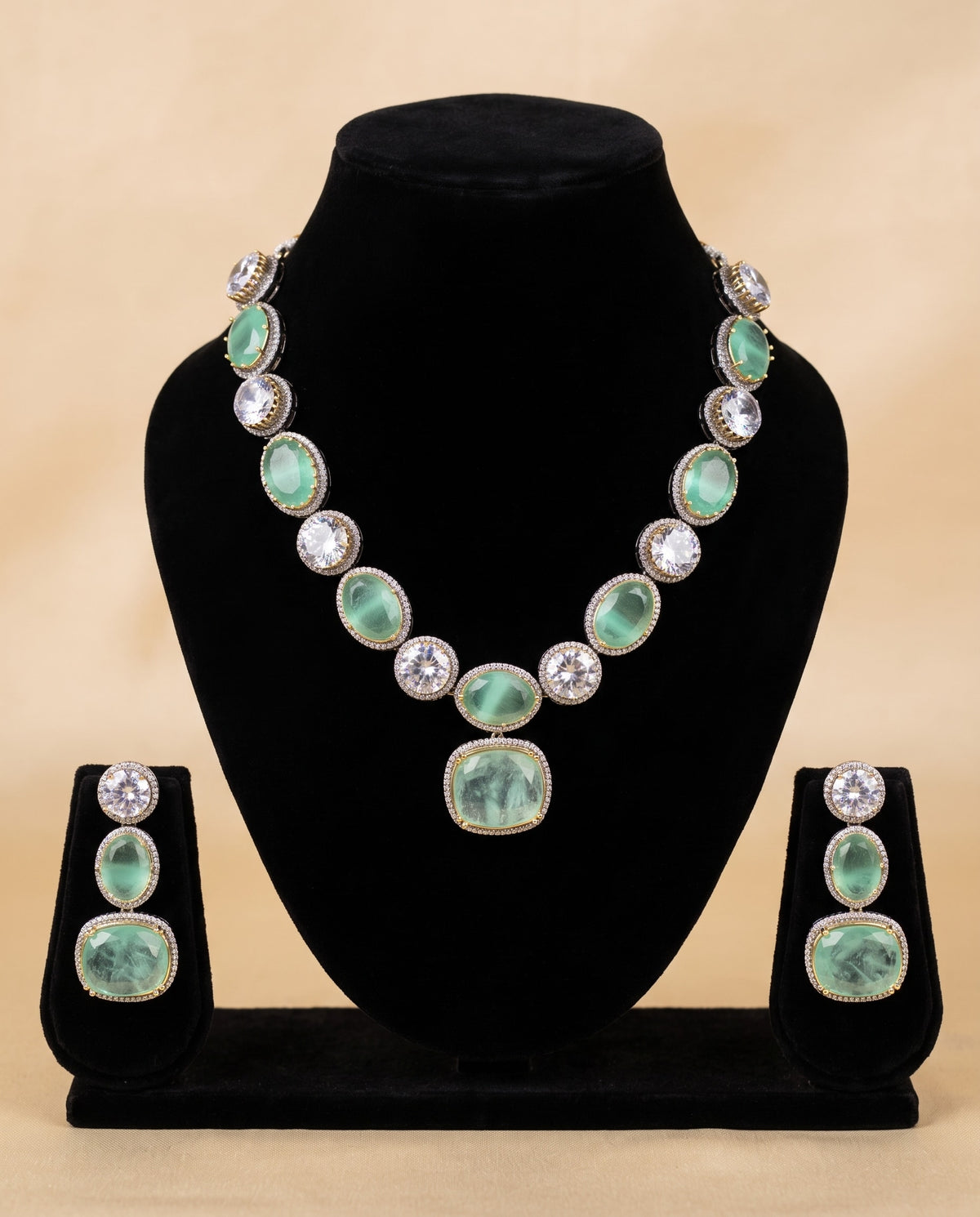 Mint Green Oval Stone Necklace