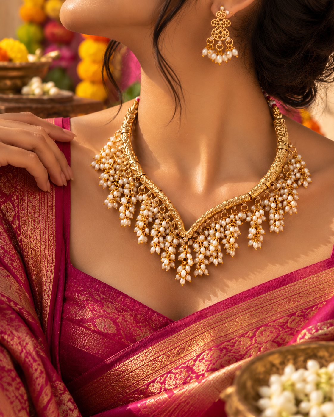 Golden Pearl Bridal Jewelry
