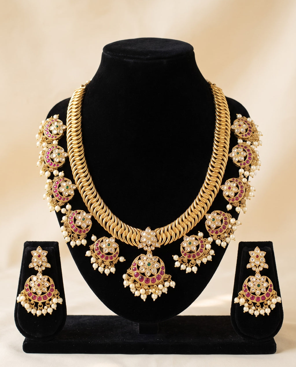 Ruby Crescent Kundan Collar Set