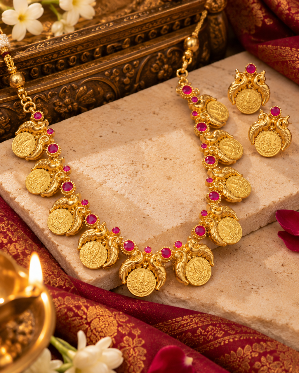 Ruby-Studded South Indian Bridal Elegance